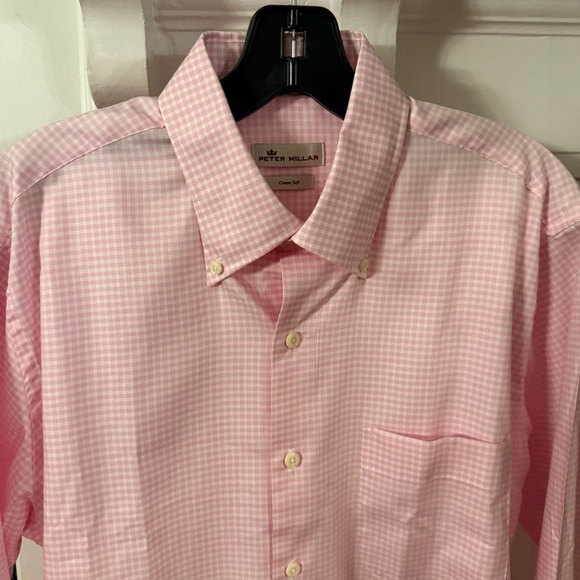 Peter Milllar Crown Soft Men’s Button Down Shirt Pink/white Gingham Size M - Picture 3 of 10